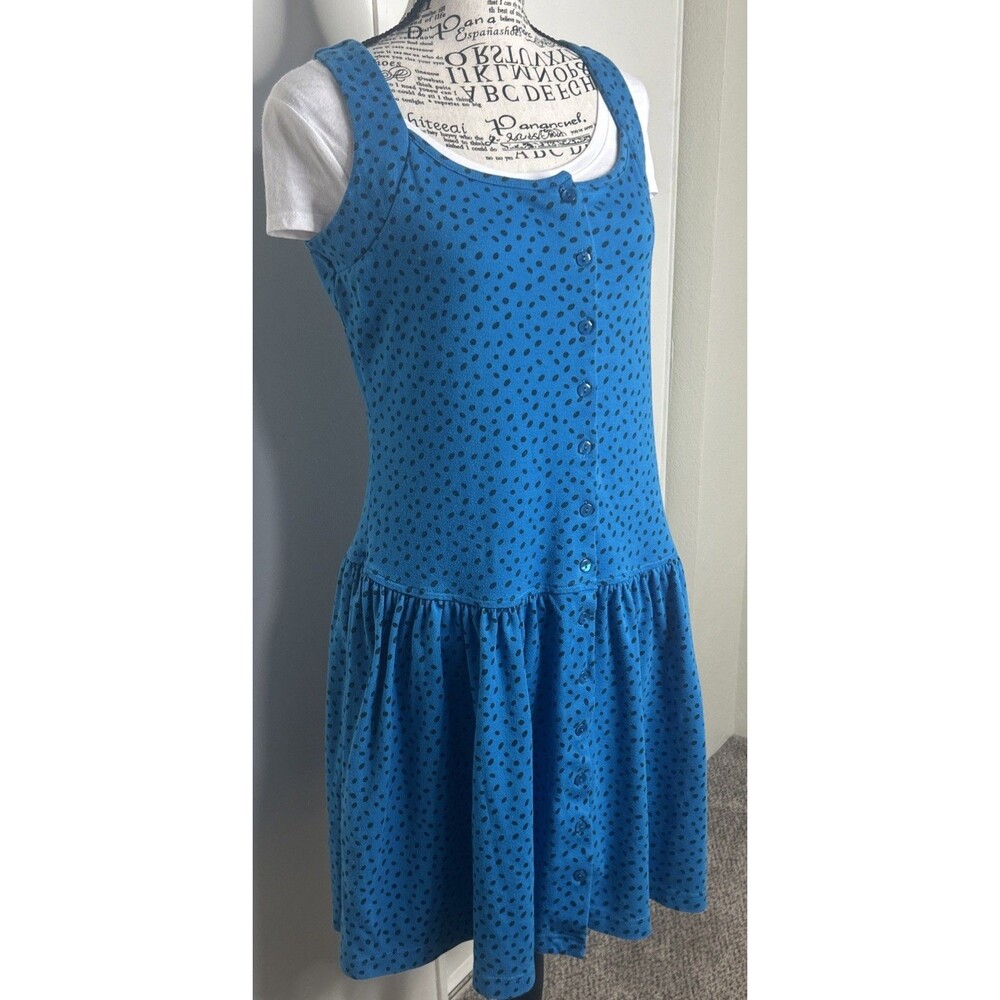 Vintage 90s Blue Drop Waist Button Up Dress Size Large Made By South Beach Sz M